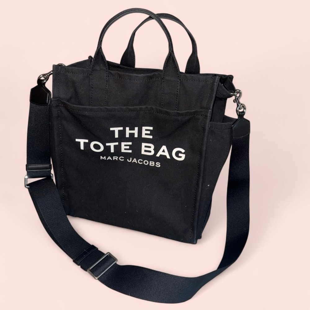 Marc Jacobs Black Canvas Tote Bag with White Logo